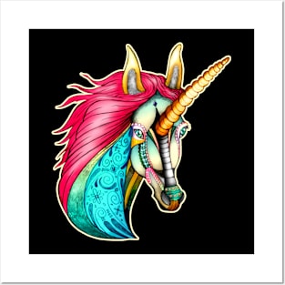 Unicorn Colorful Head Posters and Art